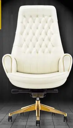 White leather boss chair. Computer chair swivel office ergonomic .69