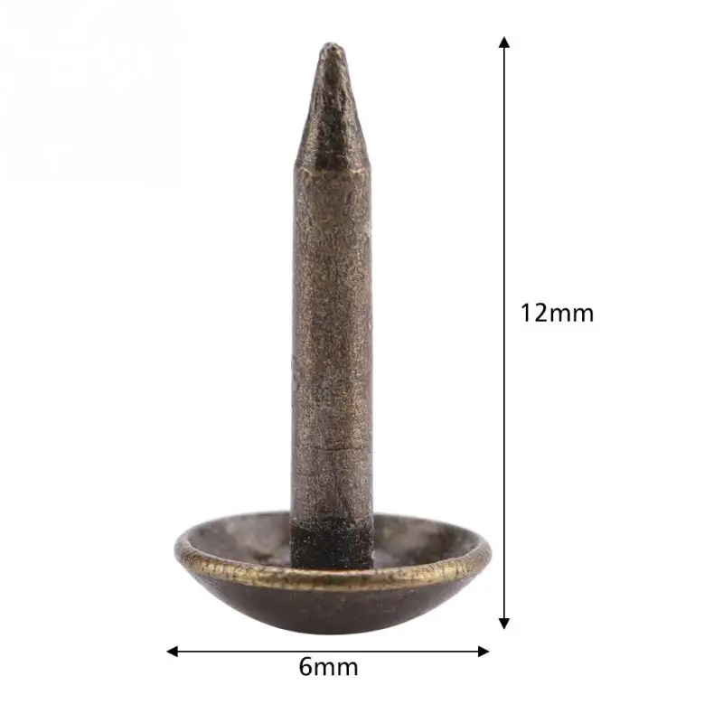 6 x 12 mm 100 шт./компл. железа обивка для антикварных ювелирных изделий Чехол Коробка декоративная закрепка серьги-гвоздики Канцелярская кнопка ремонт декоративная мебель для ногтей - Цвет: 6 x 12 mm