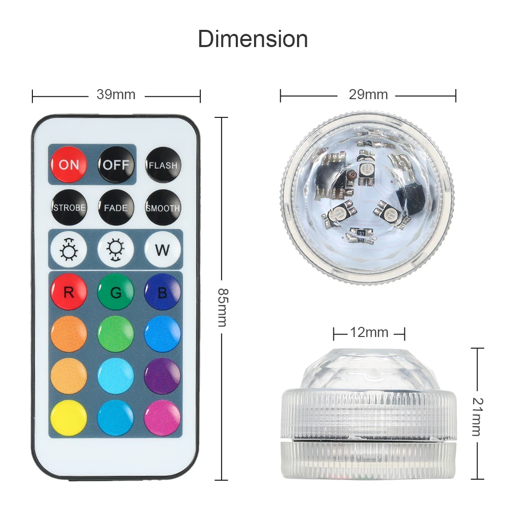1/10/12 упаковка RGB Led подводный свет пруд погружной IP68 Водонепроницаемый фонтан