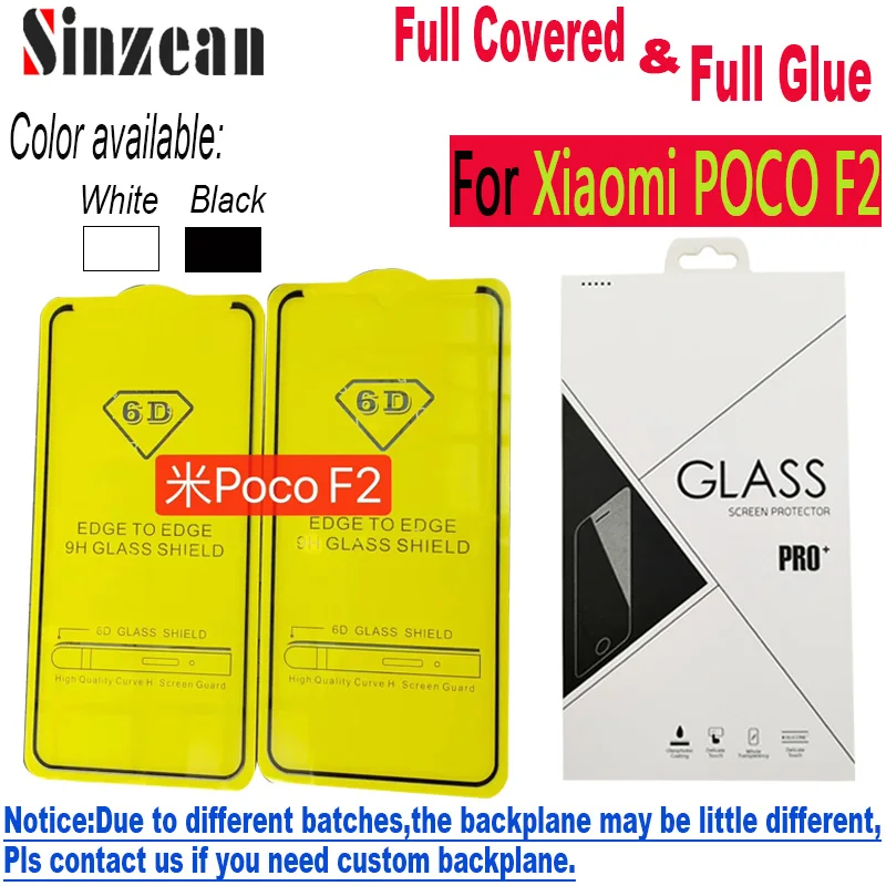 Sinzean 100 шт. 2.5D полное клеевое покрытие закаленное стекло для Xiaomi POCO F1/F2 защитная