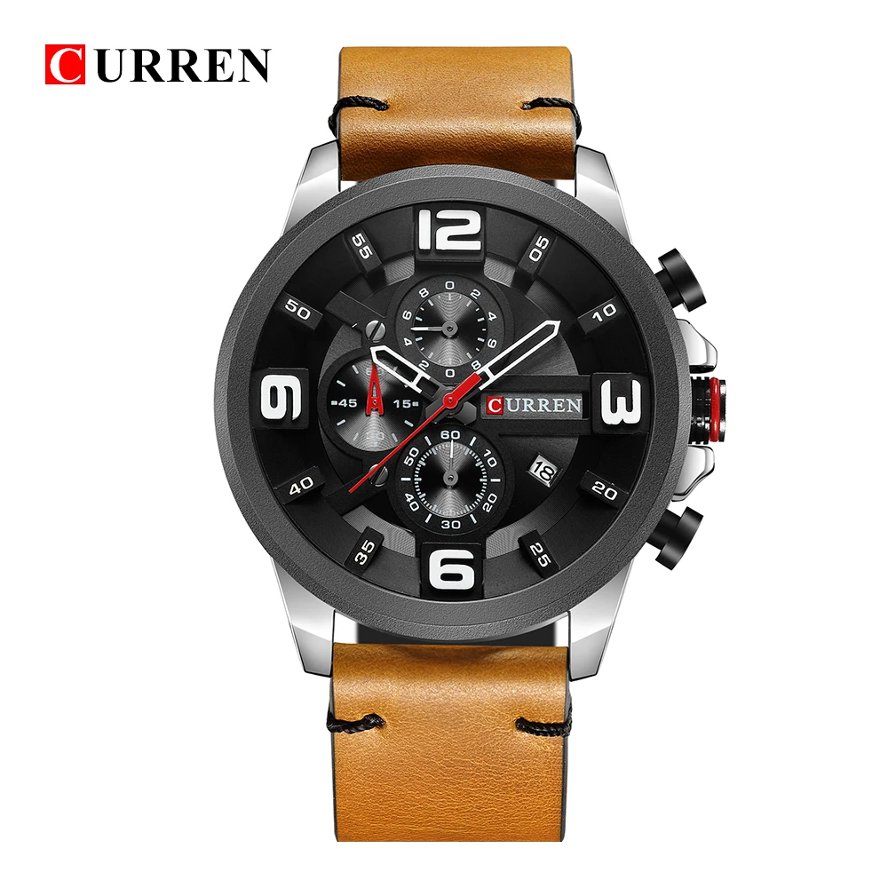 CURREN 8288 Топ люксовый бренд Мужские часы мужские спортивные кварцевые кожаные