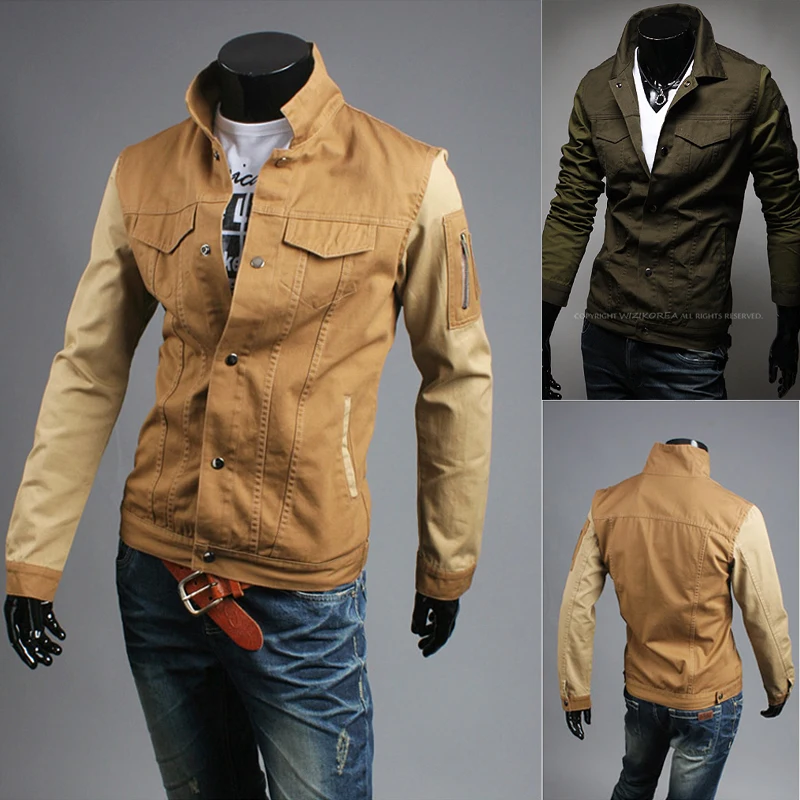 2014 NEW autumn winter silm fit patchwork casual men jacket outwear jackets for coat veste homme plus size XXL | Мужская одежда