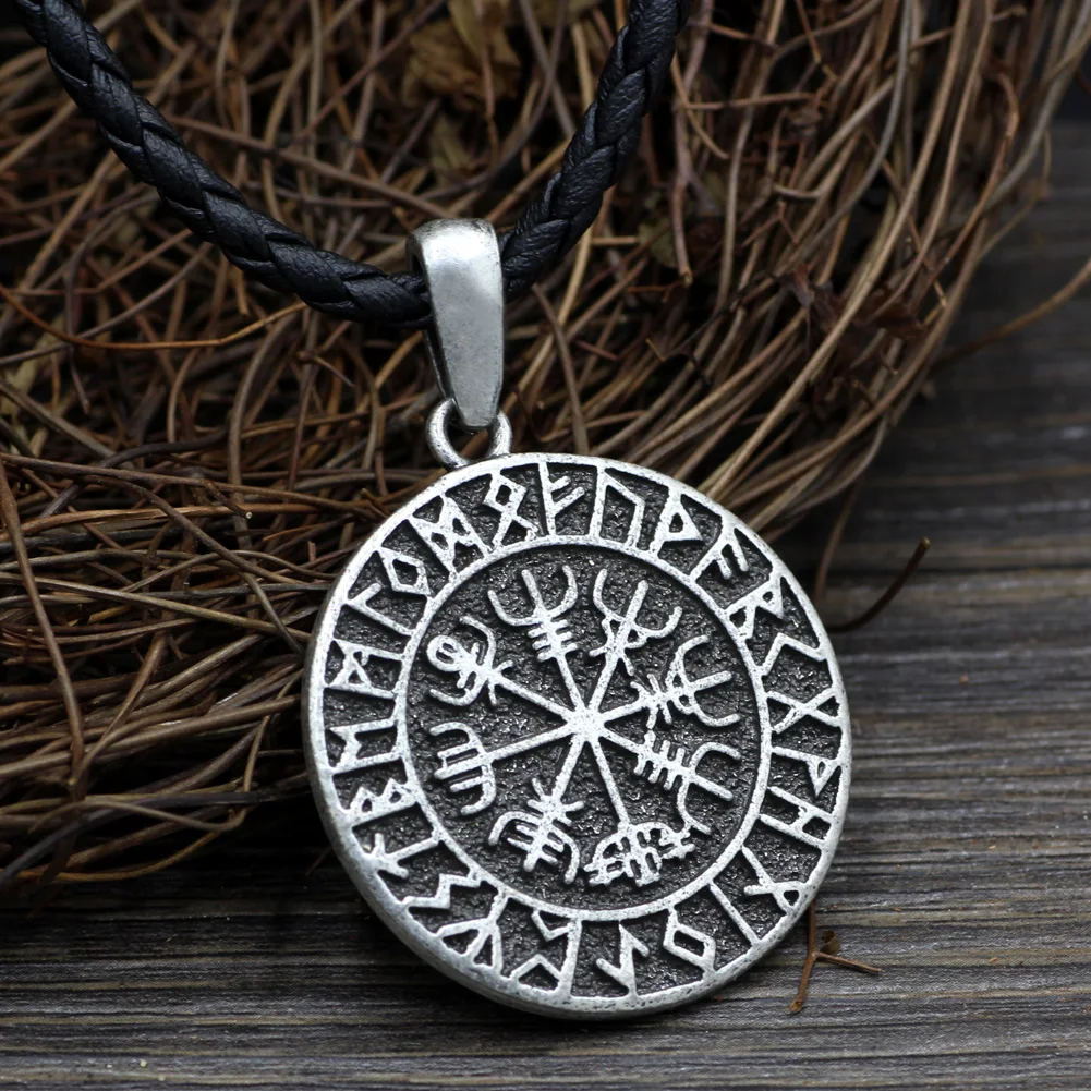Norway Valknut pagan amulet Vegvisir Viking Wax Cord Scandinavian Norse Vikings Amulet Jewelry Runes Pendant Necklace | Украшения и