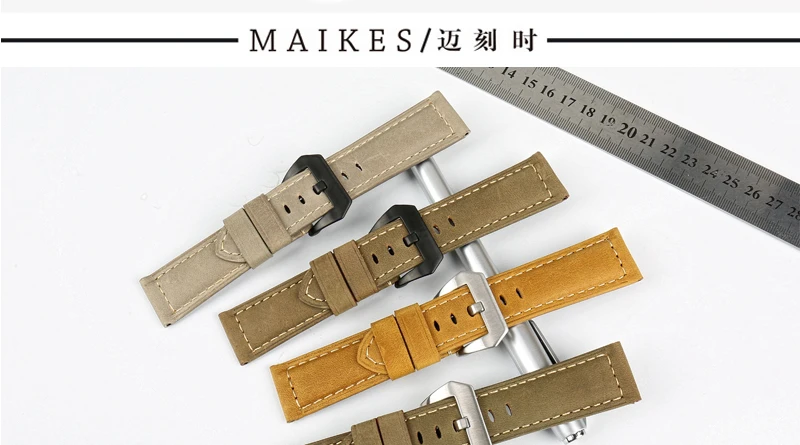 MAIKES дизайн винтажные часы ремешок для Fossil Натуральная кожа Ремешок коричневые часы аксессуары для Panerai ремешок для часов