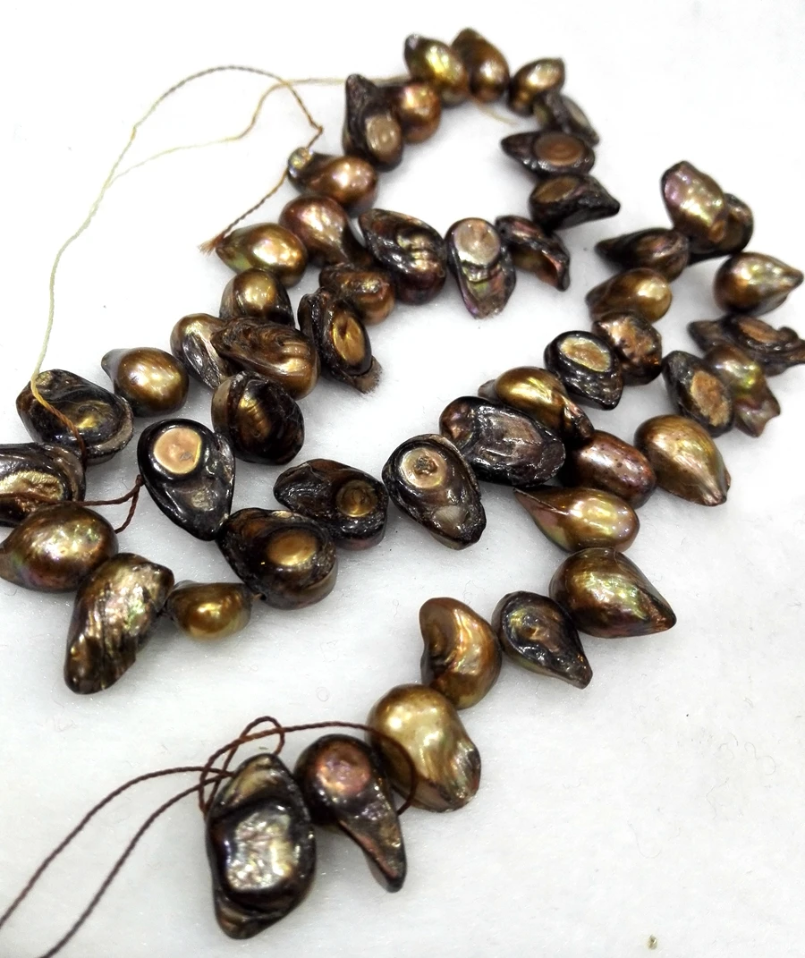 Натуральный пресноводный жемчуг высшего качества 8-16 мм темно-коричневый