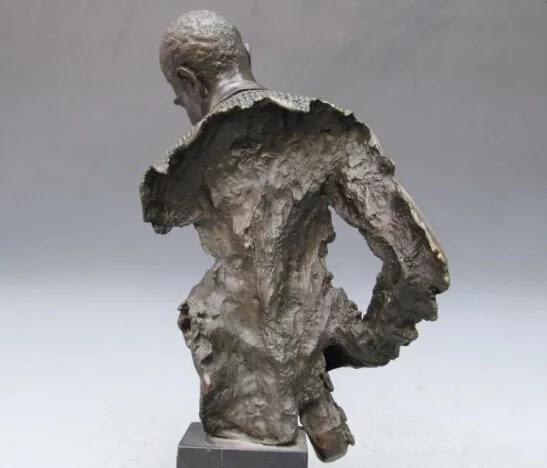 16 &quotАфрика Superb Искусство Чистая Бронза Медь Резные саксофон Статуя Человека |