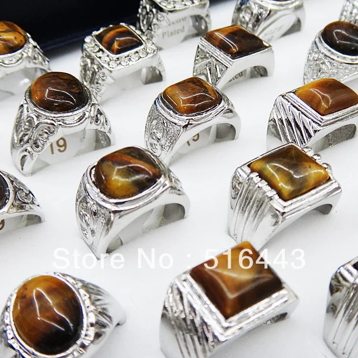 Винтажные 5 шт натуральные камни тигровый глаз Модные мужские кольца бижутерия