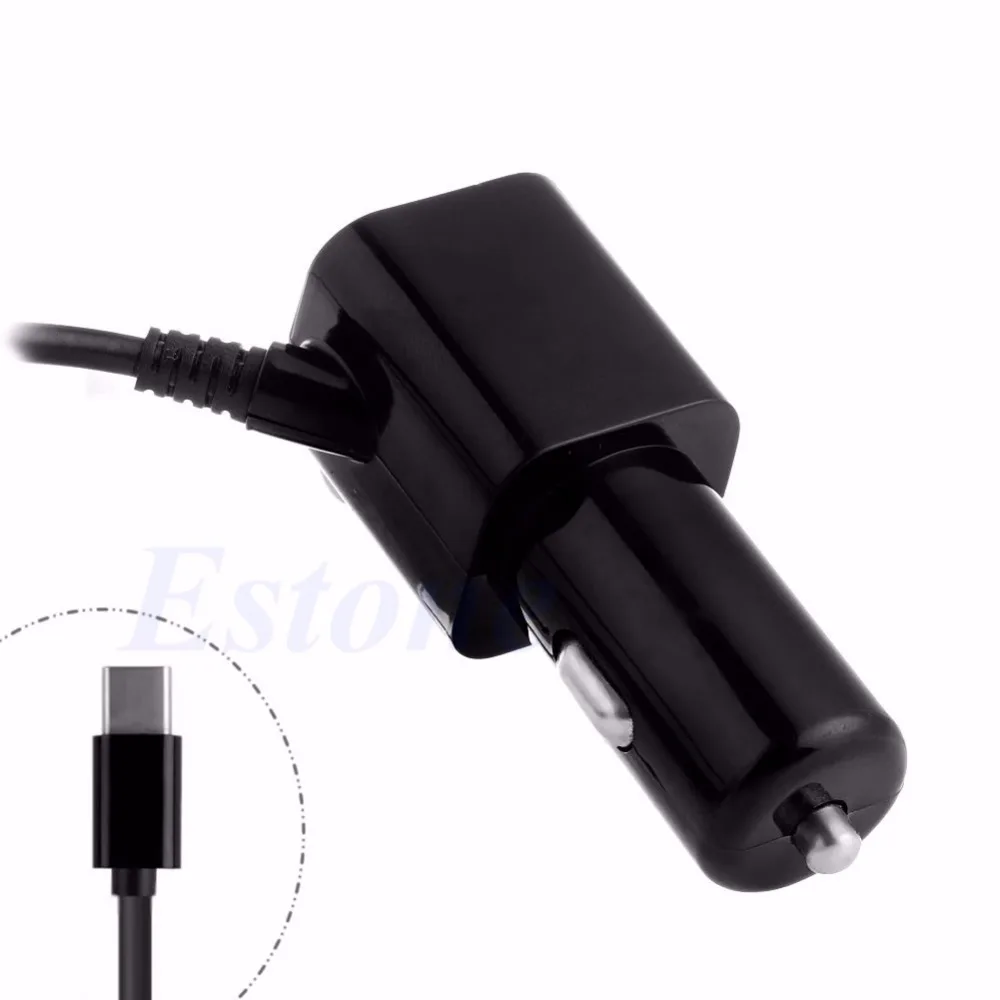 OOTDTY новый черный USB3.1 Type C автомобильное зарядное устройство адаптер спиральный