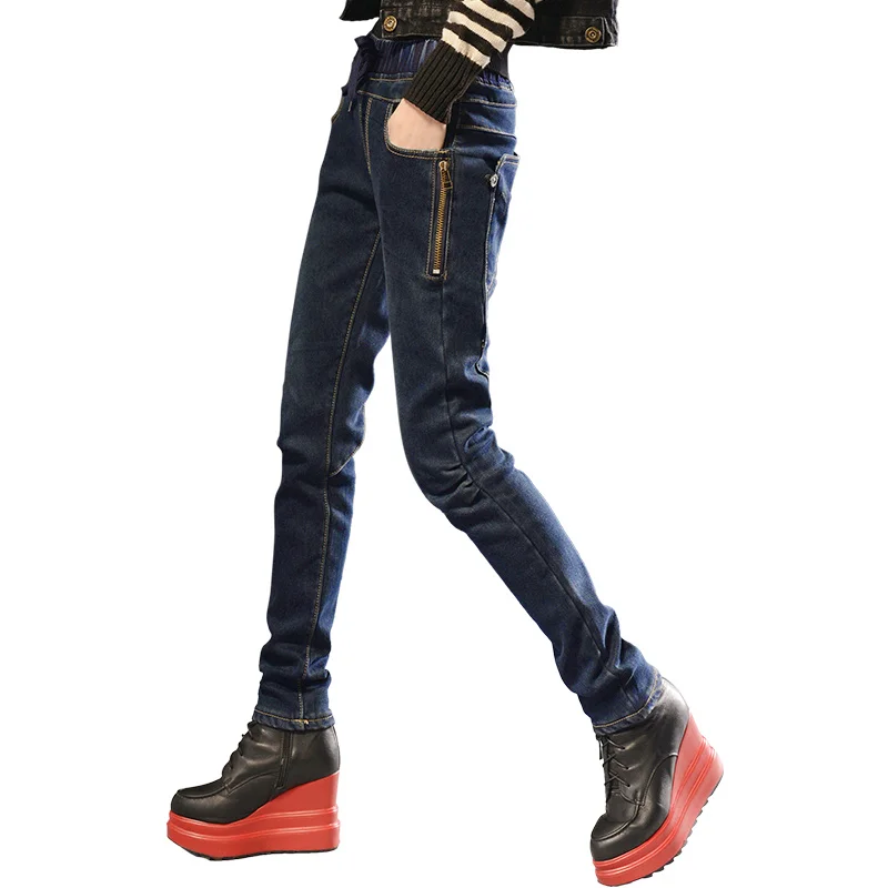 Женские повседневные длинные черные джинсы со шнуровкой и эластичной талией