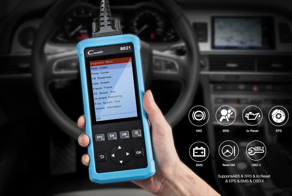 Старт Официальный магазин EOBD код читателя CR8021 инструменту диагностики OBD2 сканер с маслом EPB BMS SAS сброса+ ABS SRS Тесты