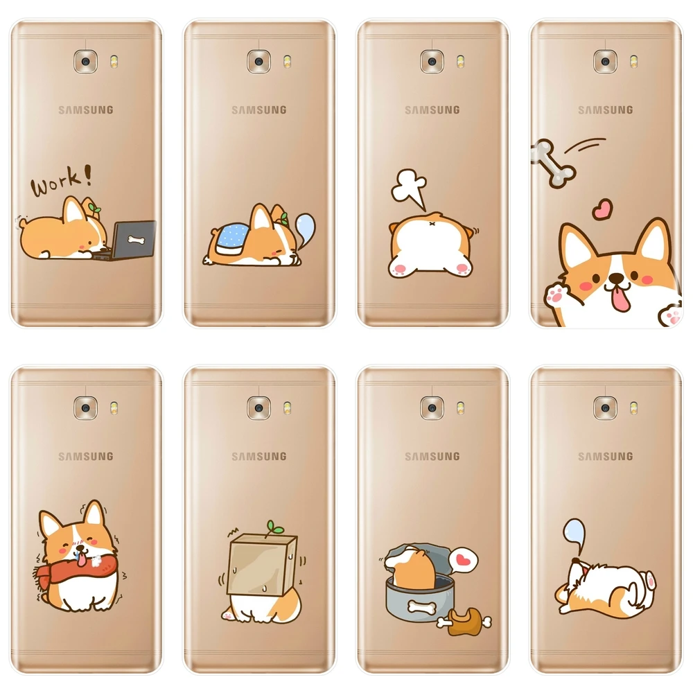 Мягкий силиконовый чехол для Samsung Galaxy C5 C7 C8 Corgi Cute Dog C9 Pro|Бамперы| |