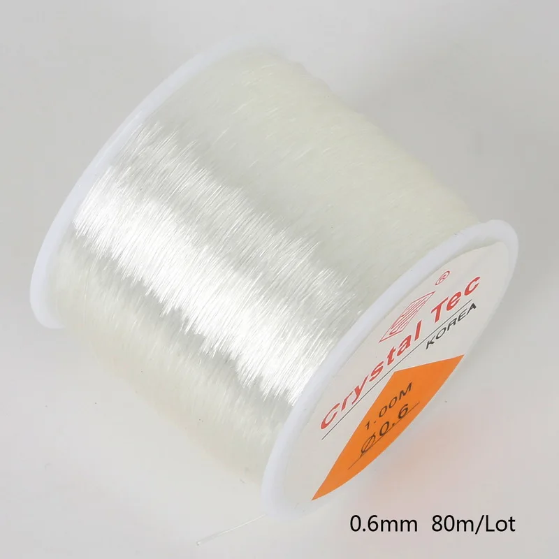 0.6mm 80m Clear 0,5-1,0 мм прозрачный/коричневый цвет 45-100 м/рулон струны поделки из бисера Изготовление ювелирных изделий эластичная веревка бусины шнур DIY ожерелье - Color: 0.6mm 80m Clear