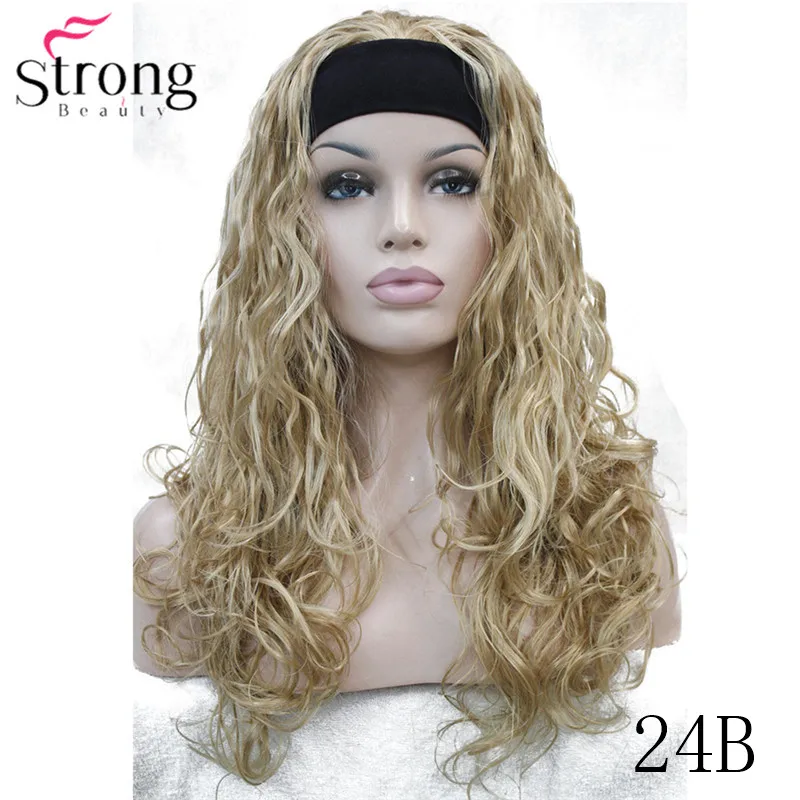 StrongBeauty оголовье парики женские Синтетические Черные/светлые длинные вьющиеся волосы монолитные натуральные парики