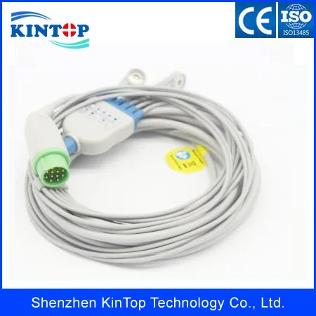 Совместимость новый Kontron Цельный ECG кабель с 5 проводами оснастки ecg 12 pin IEC CE