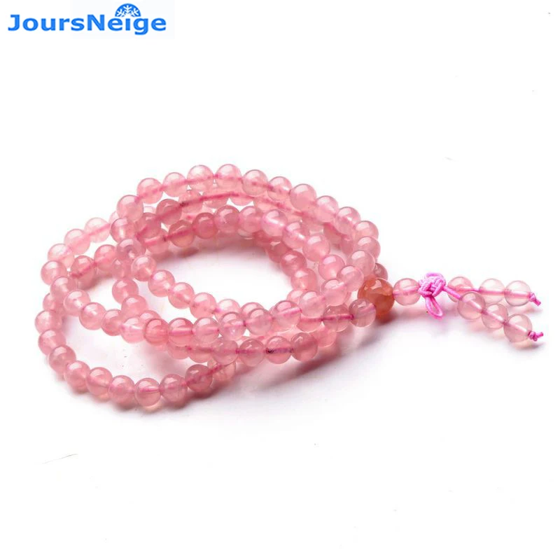 

JoursNeige Pink Crystal Bracelets Buddha Beads Size 6mm Necklace for Women Girl Multilayers Bracelet Fashion Jewelry