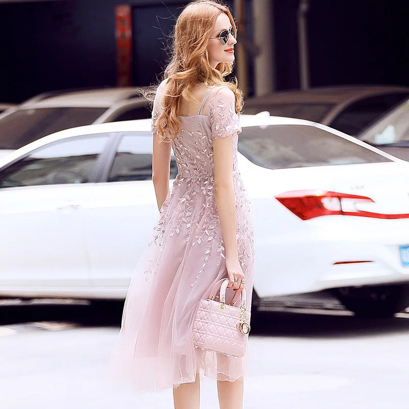 Для женщин взлетно-посадочной полосы платье 2017 Винтаж элегантный цветочный