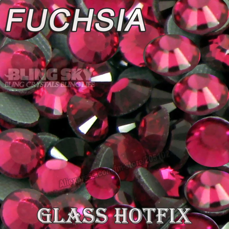 Большая посылка цвета фуксии стразы горячей фиксации SS6 SS10 SS16 SS20 SS30 DMC с плоской