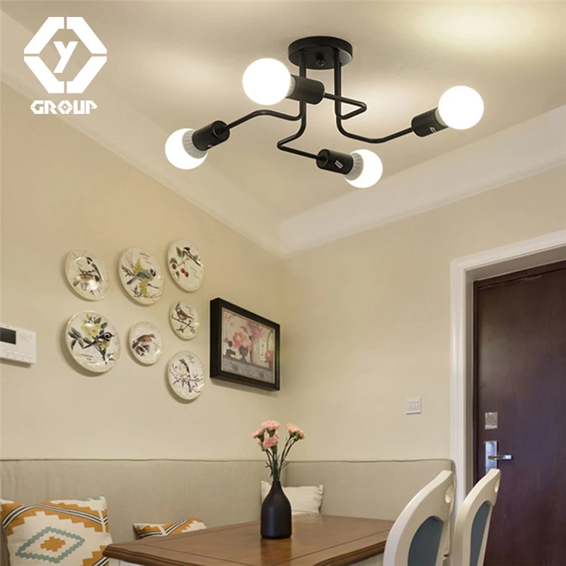 Oygroup Винтаж кованые 4 головок несколько стержня потолочный светильник творческий