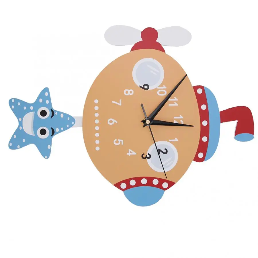 Modern Cute Cartoon Shape Pendulum Wall Clock DIY Decor for Kids Room Bedroom Decoration | Дом и сад