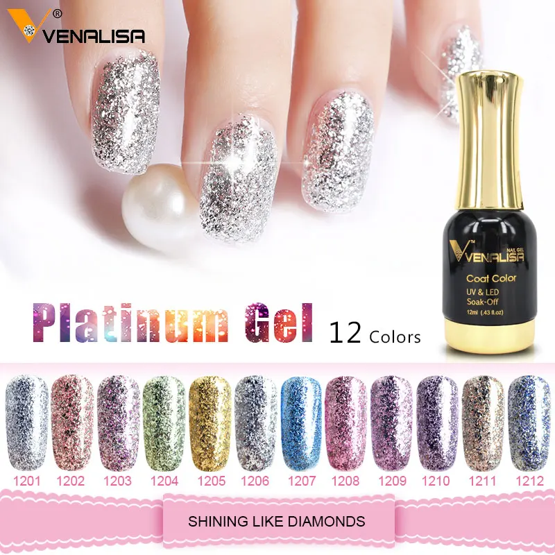2018 Новые товары nail art diy Venalisa 12 мл чистый цвет Ужин Алмаз Сияющий Блеск Блестки