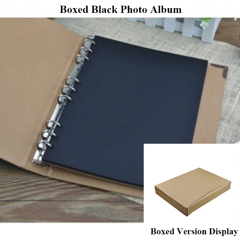 Boxed album-black 30 страниц пустой/вкладыш фотоальбом Scarpbook ручной работы/свадьба/DIY/самоклеющиеся/Бумага Фотоальбом Обложка крафт альбом для фотографий - Цвет: Boxed album-black