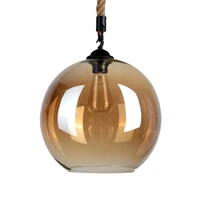 GZMJ Wonderland Amber Loft Rope Glass Ball Pendent Lamp Light Modern American Style Vintage LED Restaurant Bar Industrialstyle
