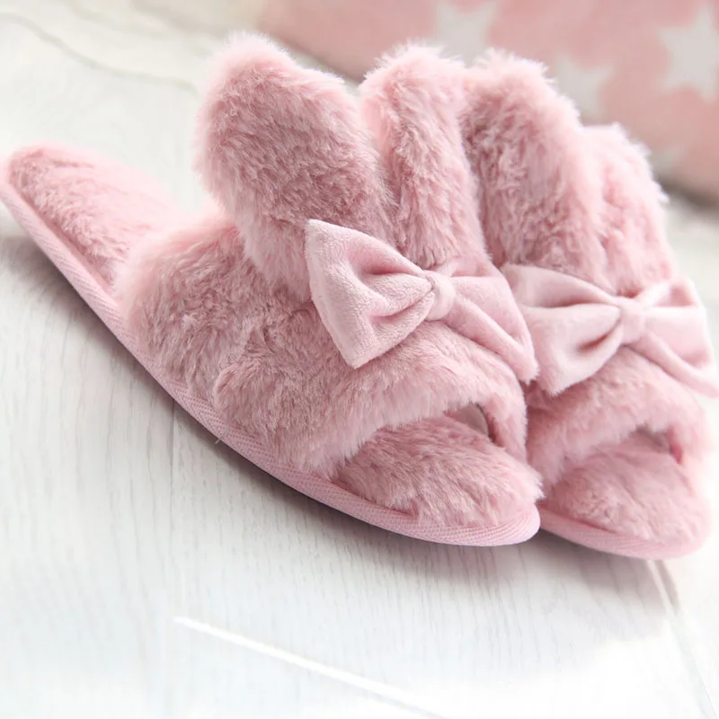 Женские тапочки ручной работы с кроличьими ушами Сезон весна осень зима Домашние