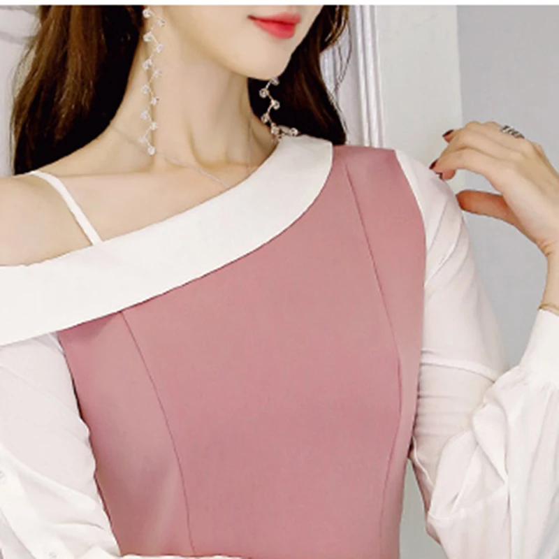 Apring осень платье дамы 2019 Новая мода Slim fit повседневные платья с длинным рукавом