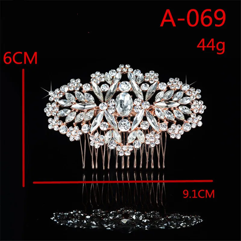 Romantic Full Rhinestone Petals Bride Hair Comb Rose Gold Pin Sticks Headpiece Wedding Accessories Jewelry MY788 | Украшения и