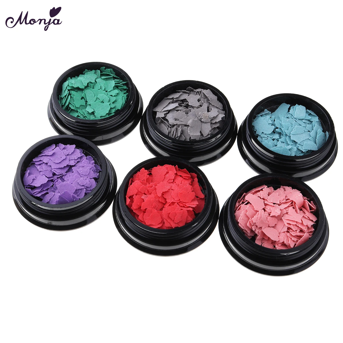 Monja 6 Box/set ногтей нерегулярные слюды хлопья минеральные Красочные блестками 3D DIY