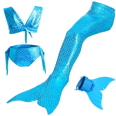 Blue 19 with fin 1 Детский осенний популярный стильный Русалка Моноласты, хвосты для купания Фин Флиппер Косплэй костюм девочки; Дети Купальник «Ариэль» в виде хвоста русалки для плавания - Цвет: Blue 19 with fin 1