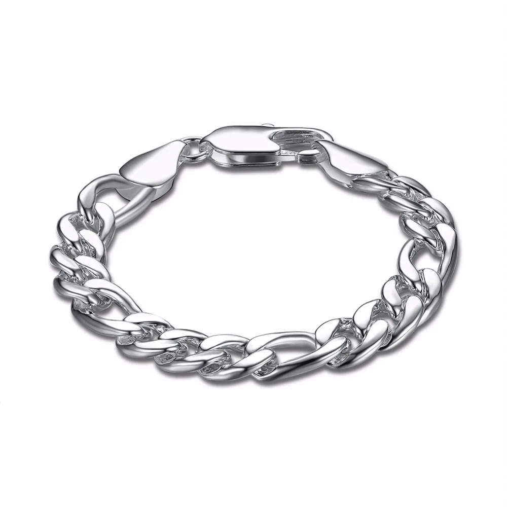 

Lekani Men's Fine Jewelry 925 stamp silver color 10mm Figaro Chains 20.5cm Bracelet Bangle Male Pulseiras De Plata Free Shipping