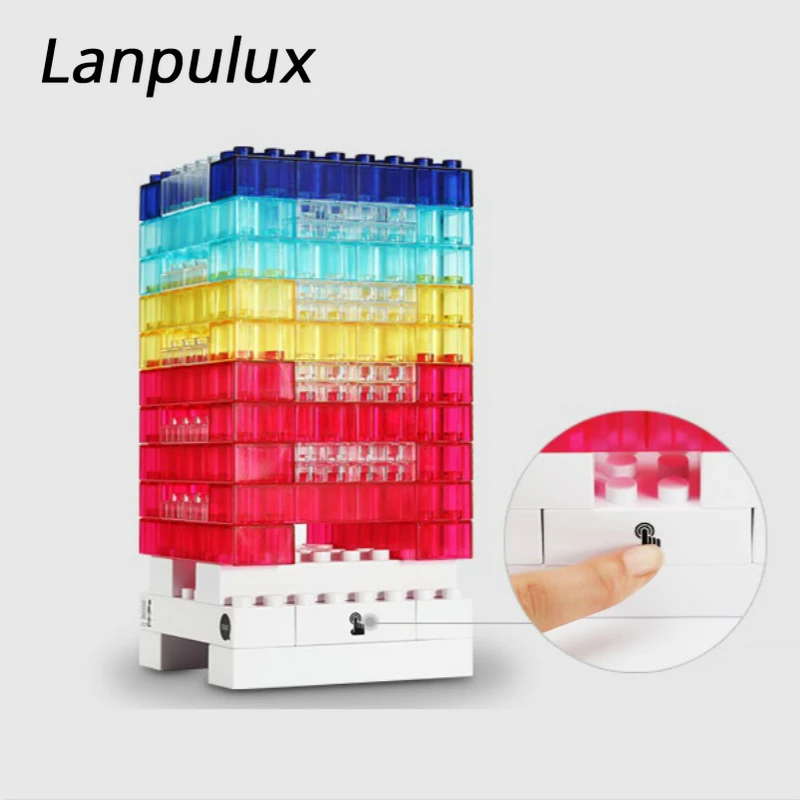 Lanpulux красочные строительные блоки светодиодная игрушка Сделай Сам детская