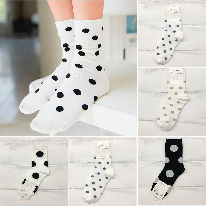 Новинка 2019 года сезон осень-зима милые женские хлопковые носки в горошек