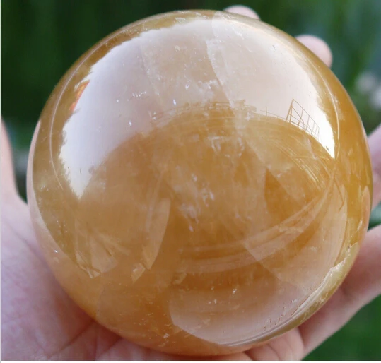SUIRONG---508 + Натуральный Цитрин Кальцита Кварцевый Сфера Ball Исцеление 70 ММ Подставка