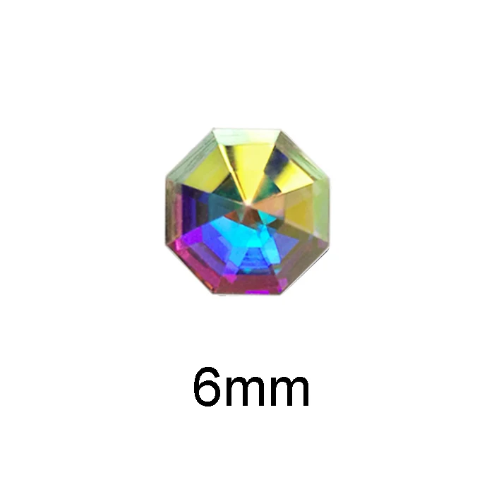 Octangle 6mm AB Лак для ногтей художественная одежда стразы 36 шт./упак. плоской формы различные формы и Размеры Стекло AB цветные камни для 3D Гелевые Ногти украшения - Цвет: Octangle 6mm AB