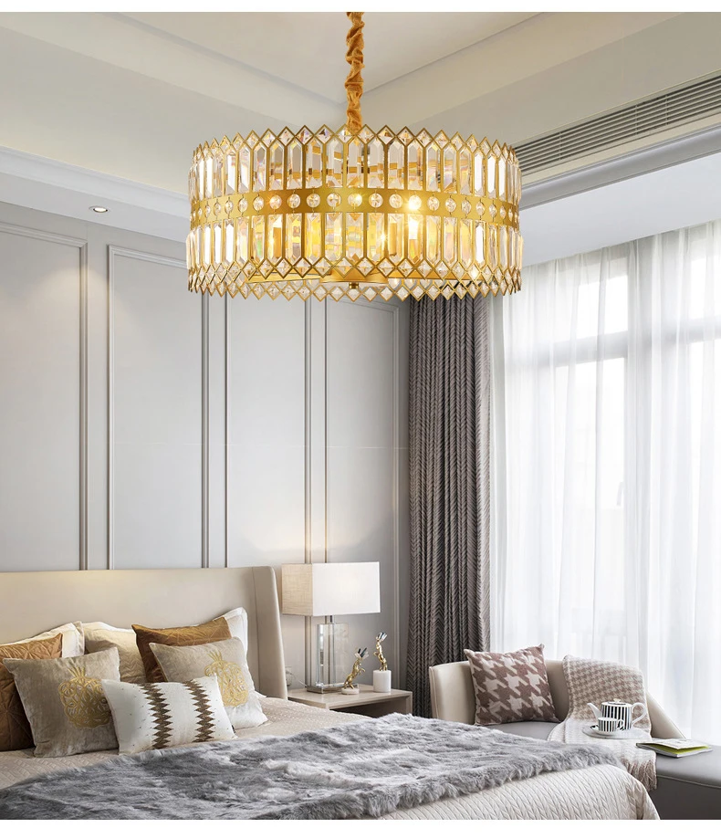 

Большая мода амеканская Хрустальная люстра светодиодный креативный роскошный потолочный светильник для виллы лампа для гостиной круглая ...