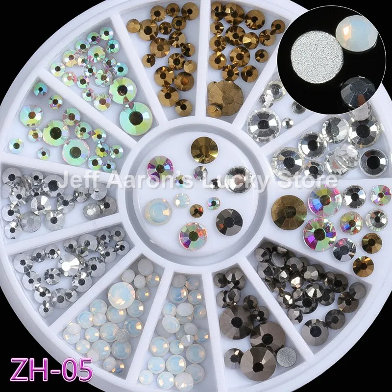 ZH05 Смешанный стиль, плоская задняя часть, 3d Стразы, украшения для ногтей, стразы, колесо, кристалл, драгоценный камень, блеск, аксессуары для ногтей, инструменты - Цвет: ZH05