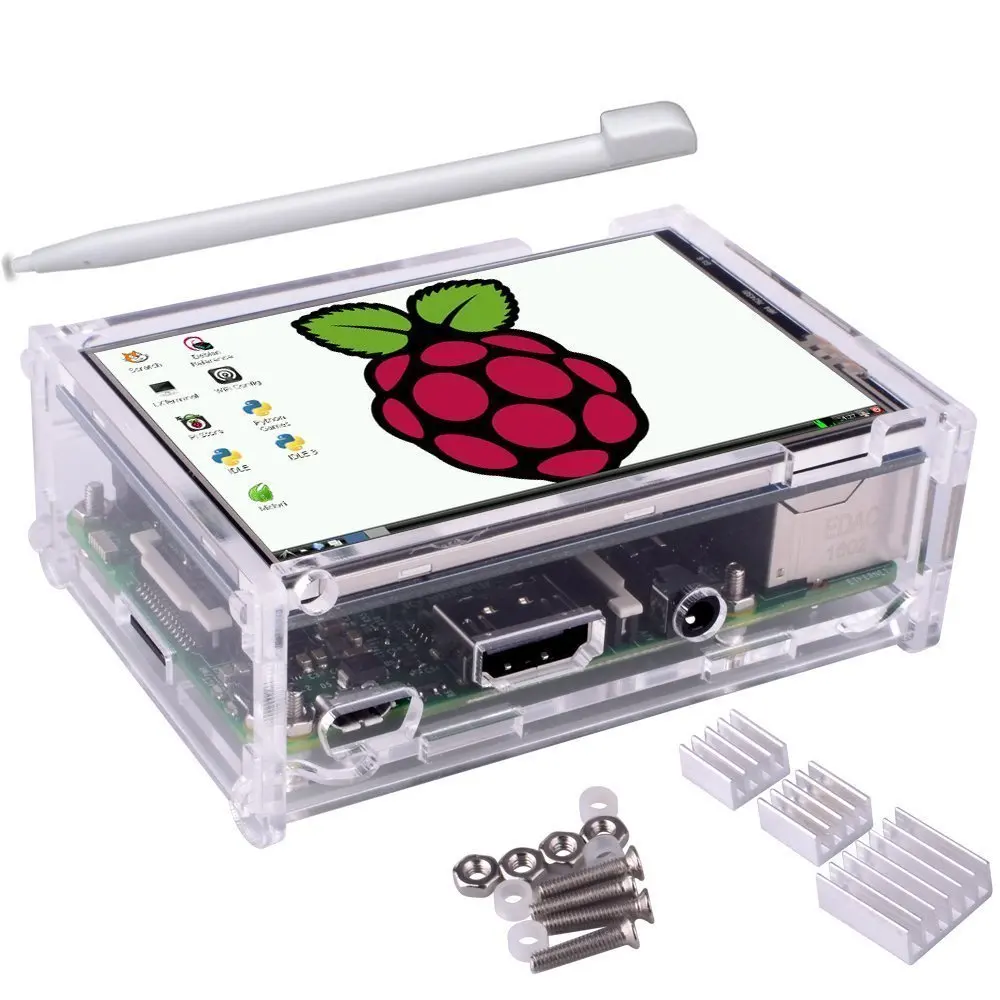 С защитным чехлом + 3 х радиаторов сенсорная ручка для Raspberry Pi Model B 2 Модель & tft