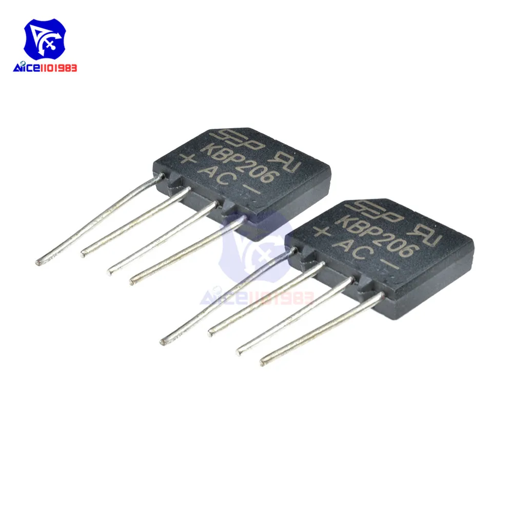 5 шт./лот мост выпрямительный диод KBP206 SIP-4 2A 600 V один фазный мост выпрямитель интегральная схема