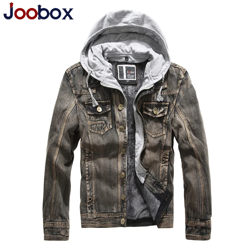 JOOBOX Новинка 2017 Зима Модная Джинсовая куртка Для мужчин повседневные джинсы