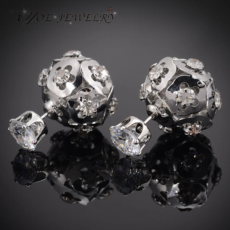 IYOE Позолоченные полые серьги-гвоздики с французским цветочным шариком 8 мм