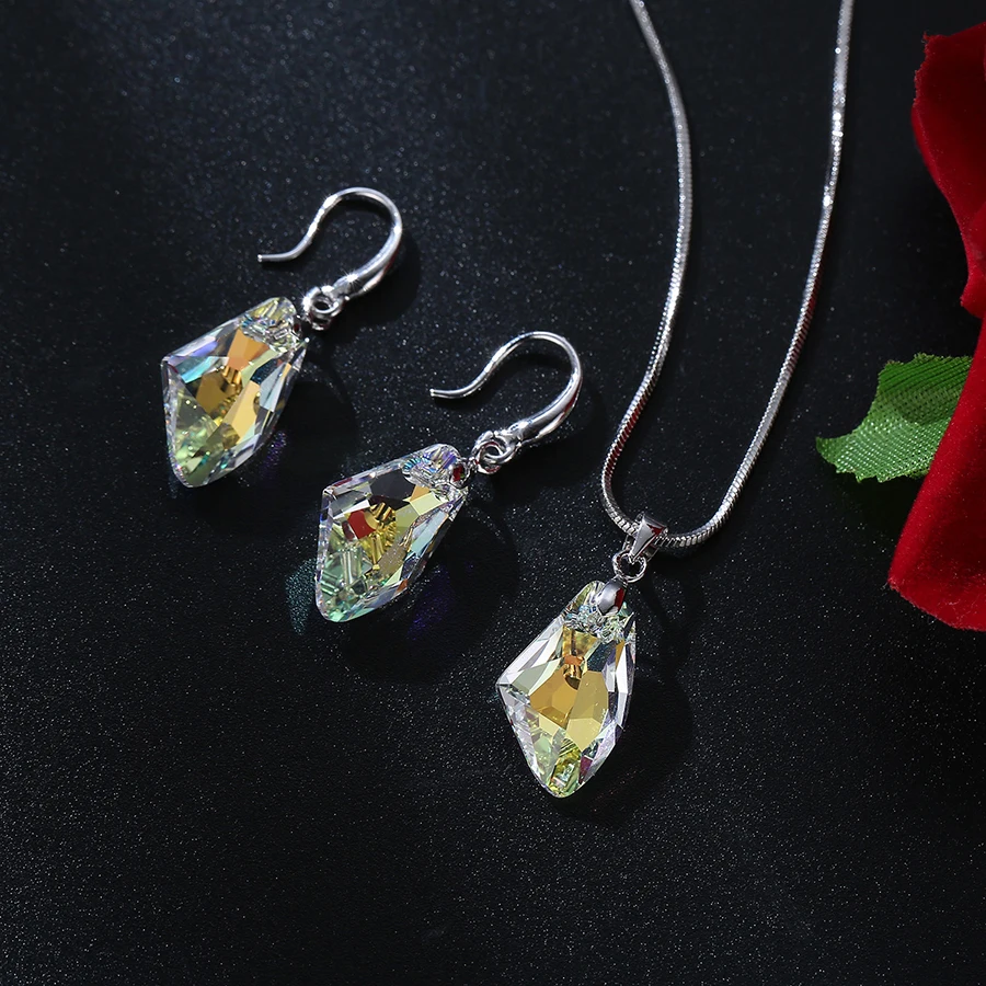 MALANDA Модный комплект с кристаллами от Swarovski, ожерелье, серьги для женщин, ювелирный набор с камнем, свадебные праздничные аксессуары на подарок