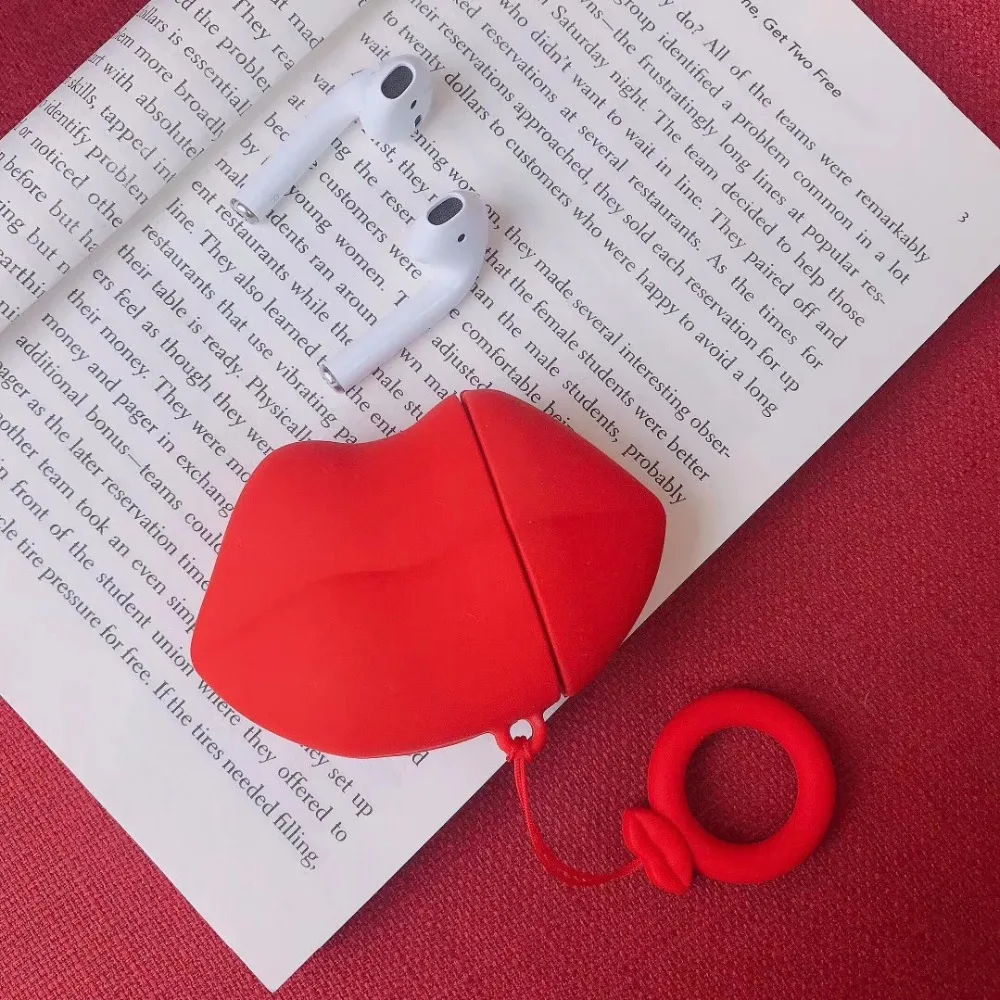 Новый оригинальный беспроводной bluetooth-чехол для наушников с красными губами Apple