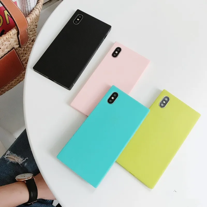 Силиконовый чехол LANCHE Candy для iPhone X 7 8 Plus 6 6s мягкий резиновый квадратный