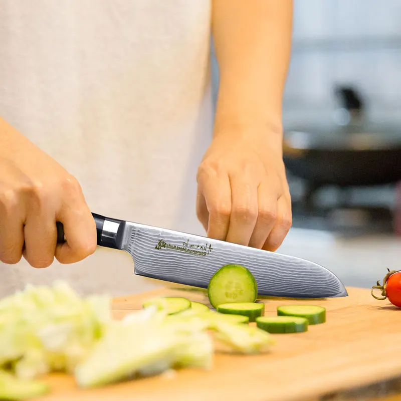 Damascus Knives 5 дюймовый нож Santoku японский кухонный VG10 ультраострые ножи из