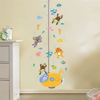 wall sticker forest monkey tiger koala fish swim for kids rooms kids height measure growth graphic decoration wall art sticker