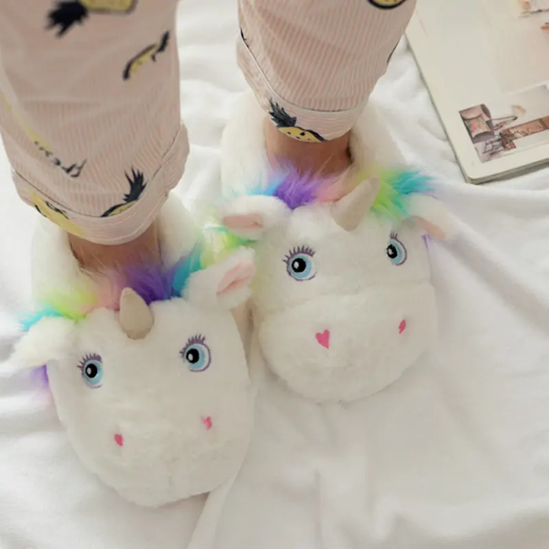 

Winter Parent-child style Unicorn Home Slippers for Women and Kids Cotton House Shoes or Cosplay slippers