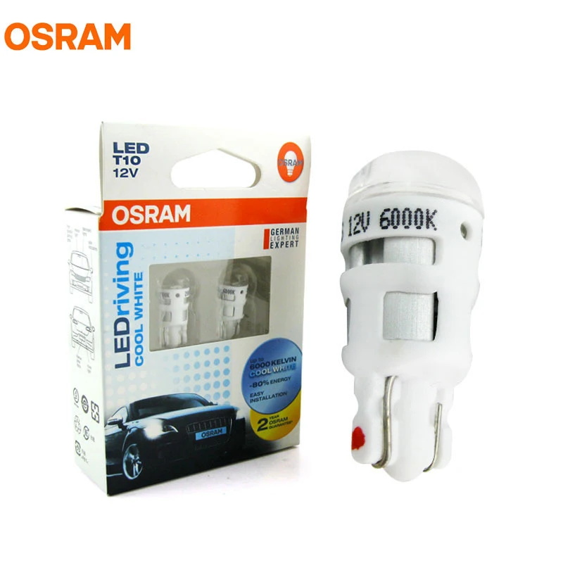 OSRAM СВЕТОДИОДНЫЙ T10 2880CW W5W 6000K 12V 1W холодный белый Светодиодный riving стандартный