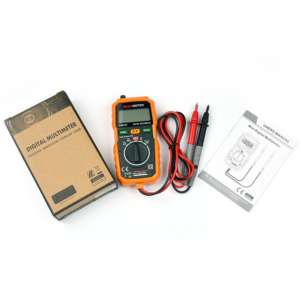 Peakmeter PM8232 Мини цифровой мультиметр Бесконтактный AC DC Напряжение ток тестер